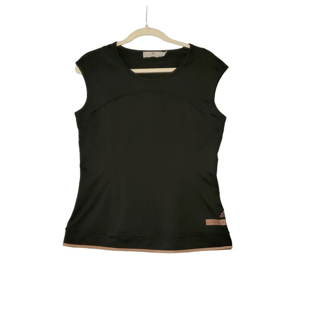 Stella Mccartney Adidas Form Fitting Short Sleeve Black Rose Gold Workout Top L